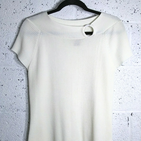 Requirements Large Off White Ribbed Knit Top - Picture 4 of 8